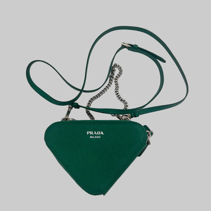 PRADA Borsa Triangle Mini verde prato