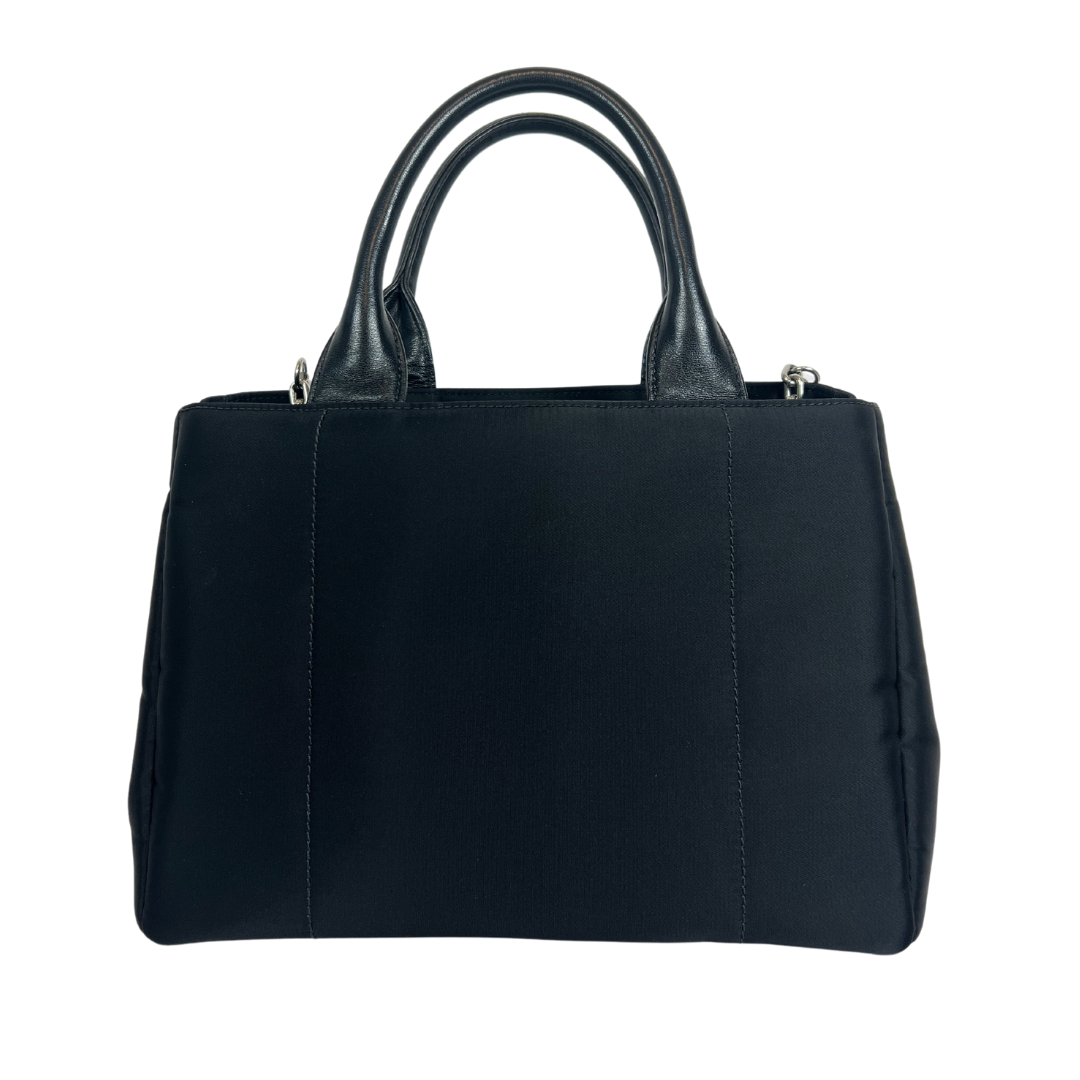 PRADA Borsa in nylon e pelle nera boutiquepelfini