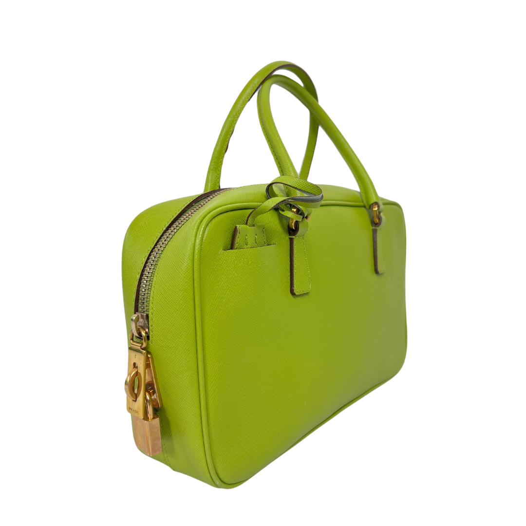 PRADA Borsa in pelle saffiano verde acido