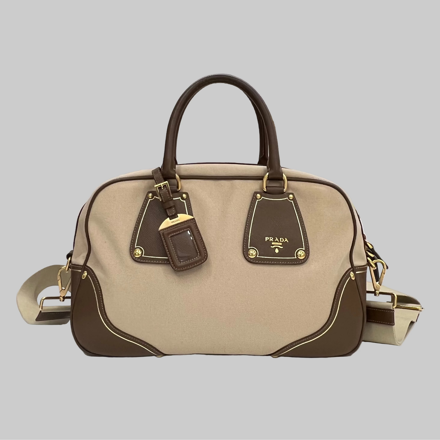 PRADA Borsa in tessuto canvas beige