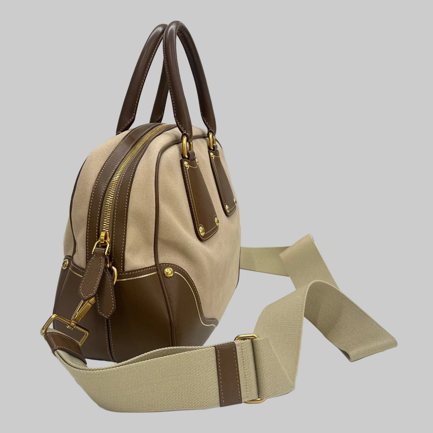 PRADA Borsa in tessuto canvas beige