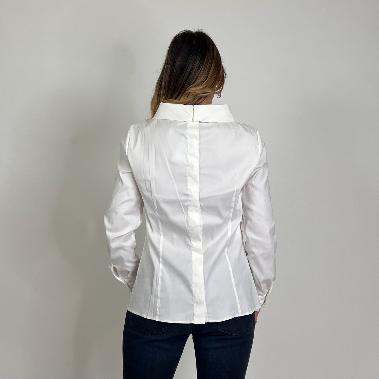 PRADA Camicia bianca collo ad anello con nodo