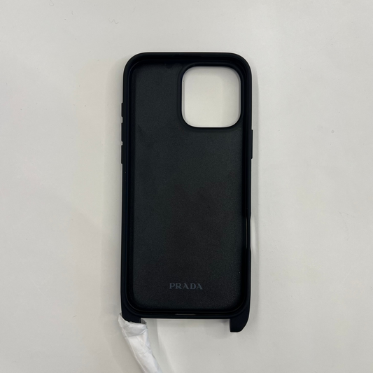 PRADA Cover in pelle color biscotto Iphone 16 pro max