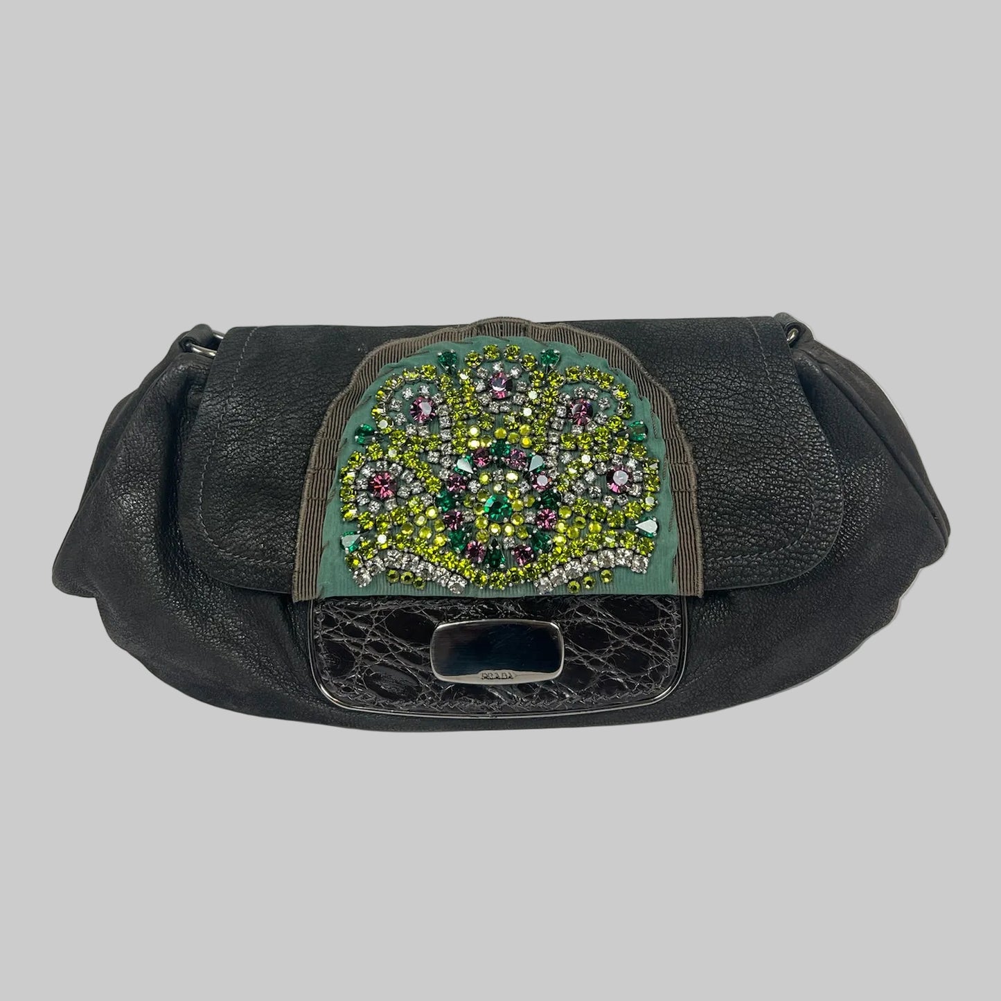 PRADA Pochette in pelle marrone