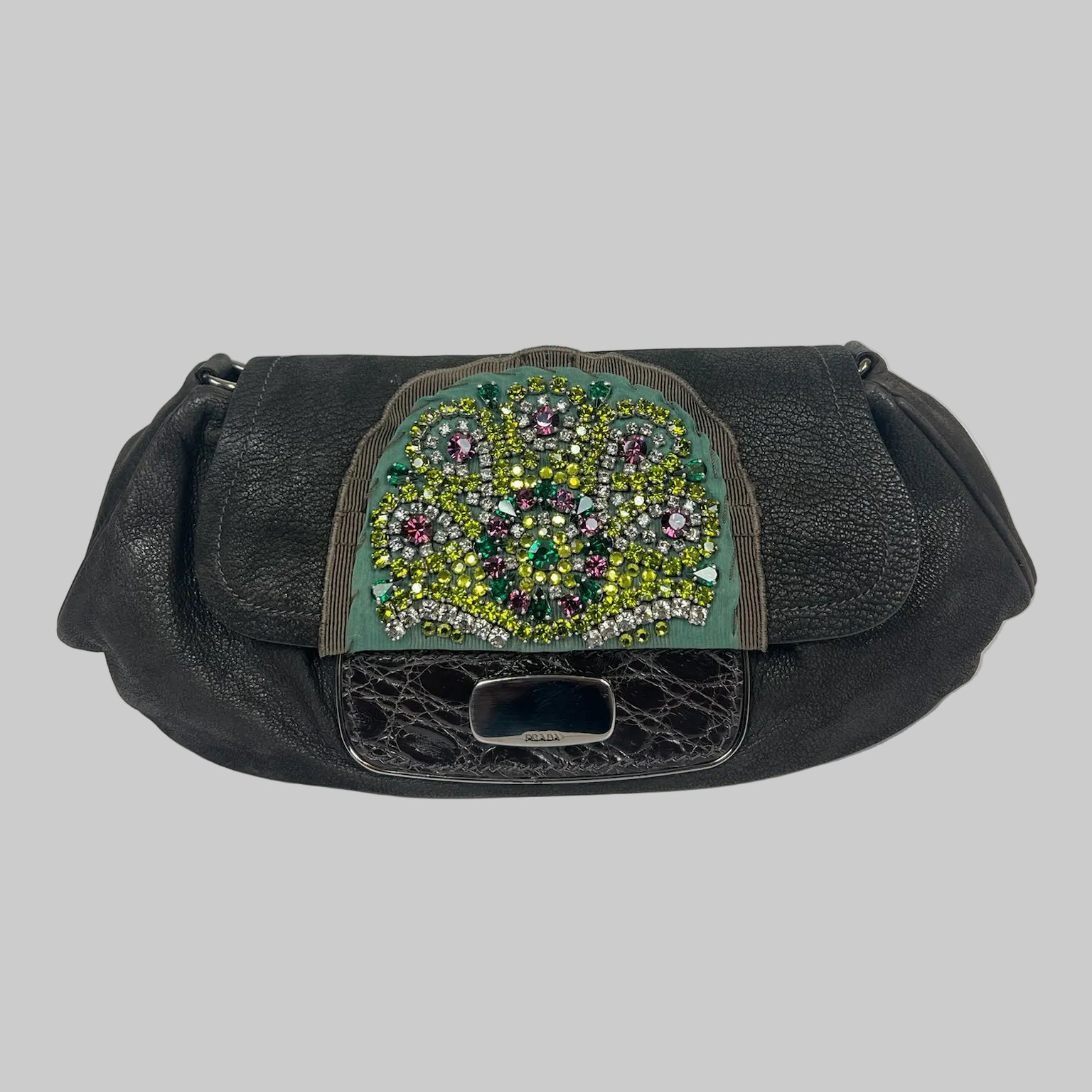 PRADA Pochette in pelle marrone