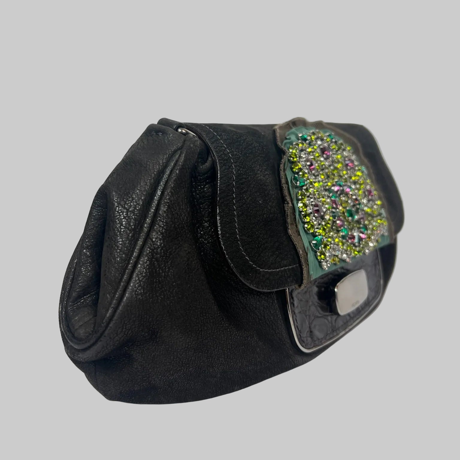 PRADA Pochette in pelle marrone