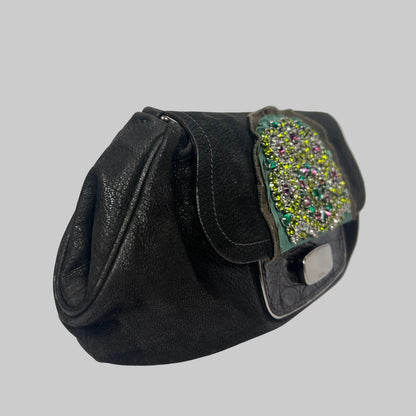 PRADA Pochette in pelle marrone