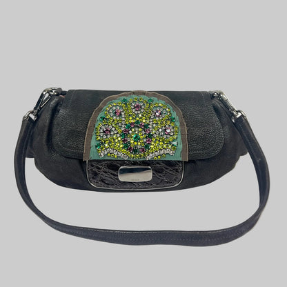 PRADA Pochette in pelle marrone