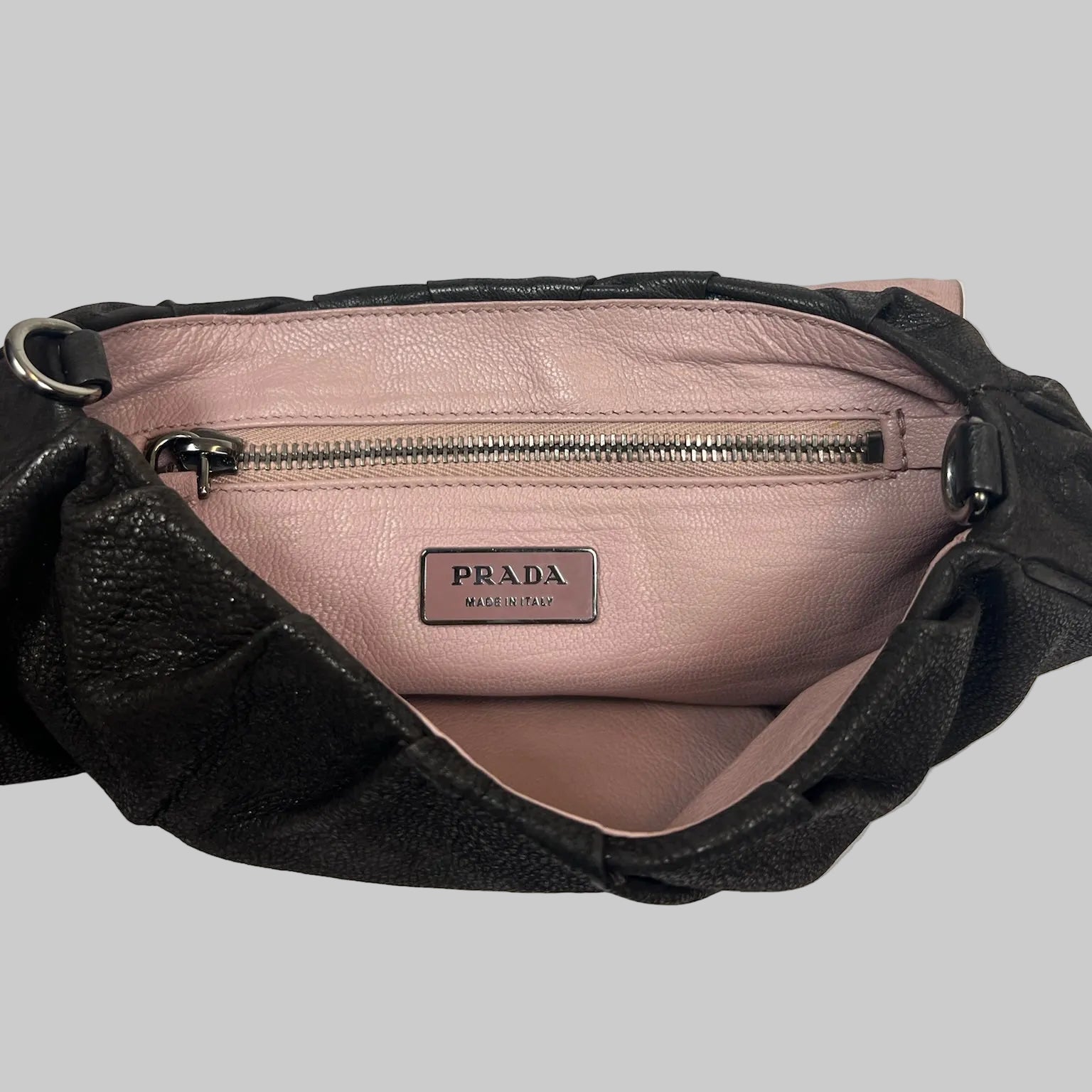 PRADA Pochette in pelle marrone