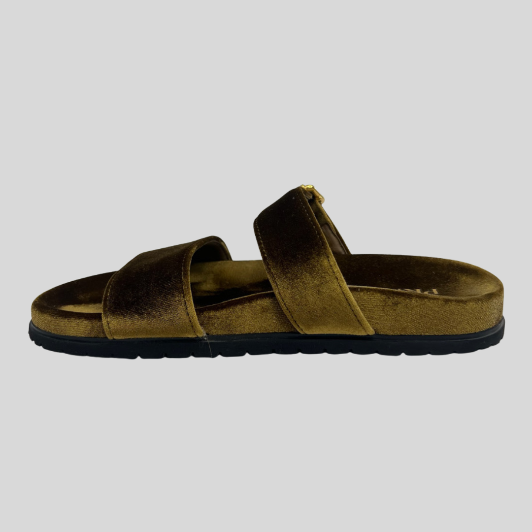 PRADA Sandali in velluto verde marrone