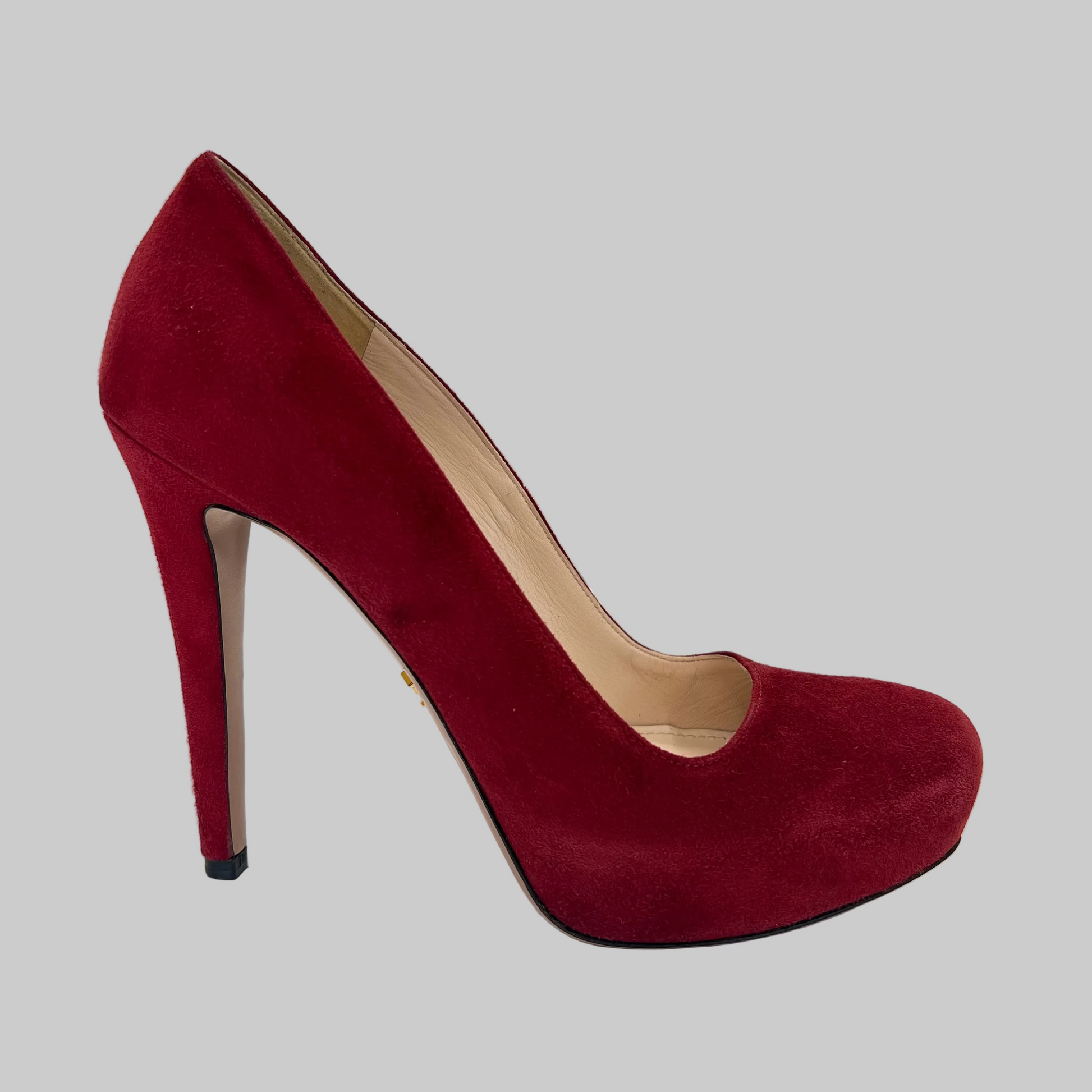 PRADA Scarpa décolleté scamosciata bordeaux con plateaux