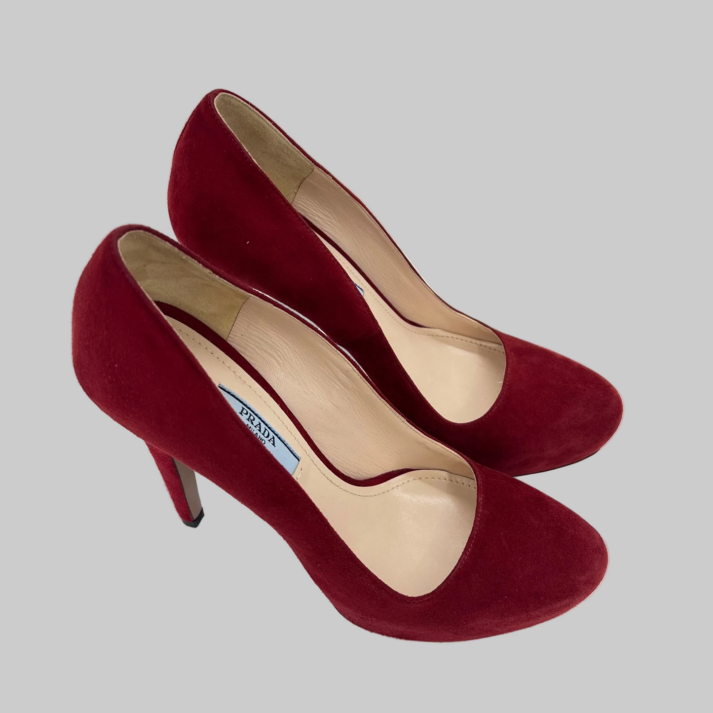 PRADA Scarpa décolleté scamosciata bordeaux con plateaux