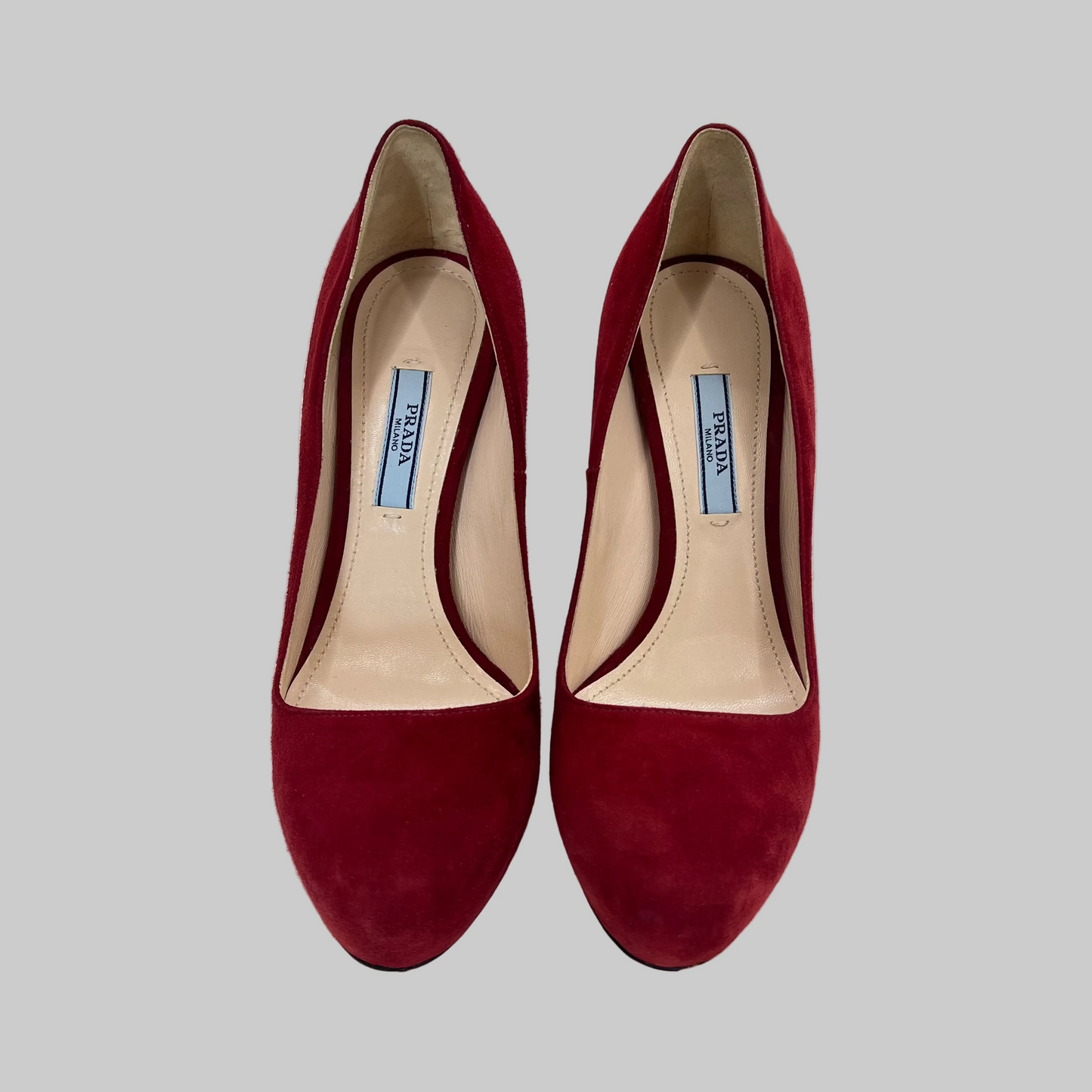 PRADA Scarpa décolleté scamosciata bordeaux con plateaux