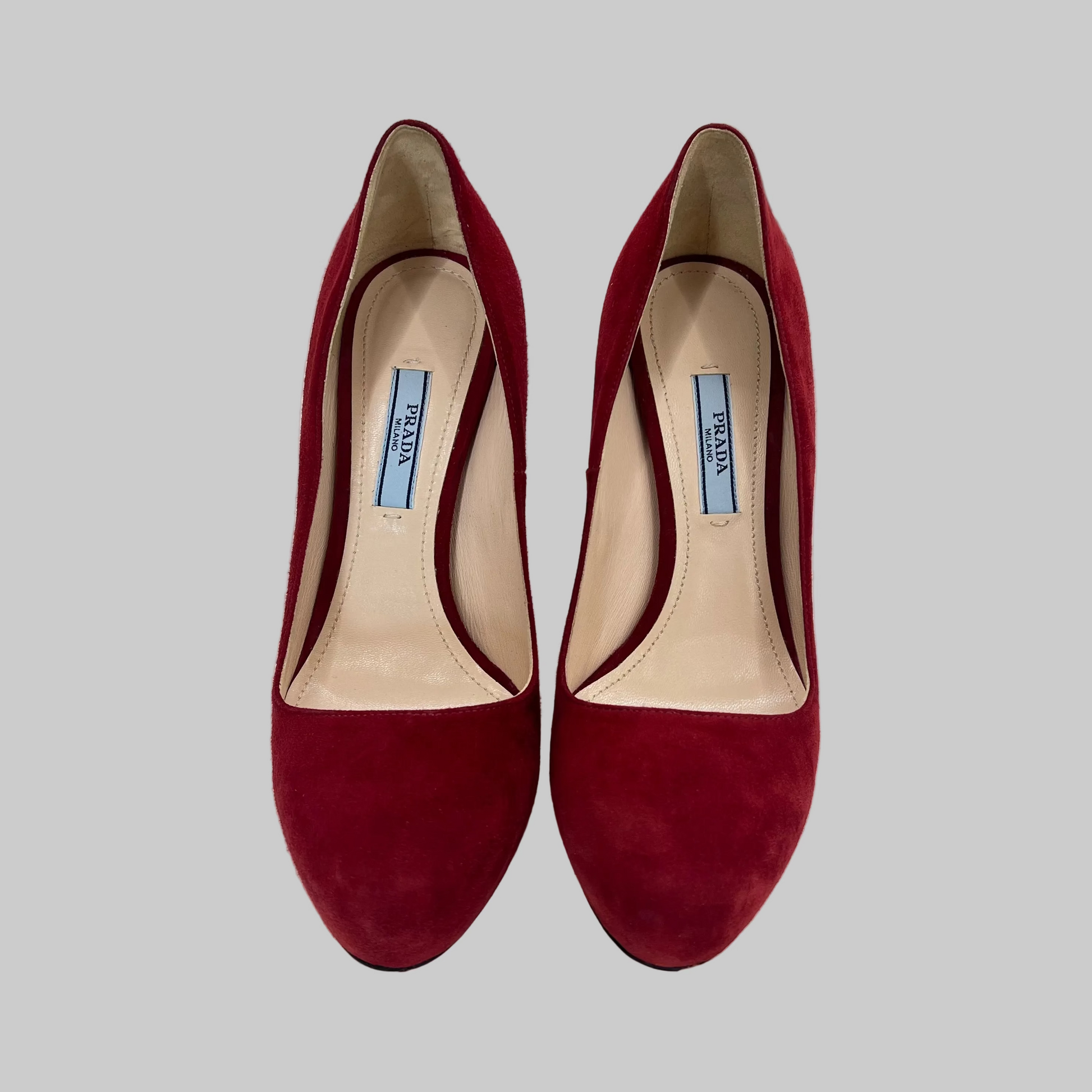 PRADA Scarpa décolleté scamosciata bordeaux con plateaux