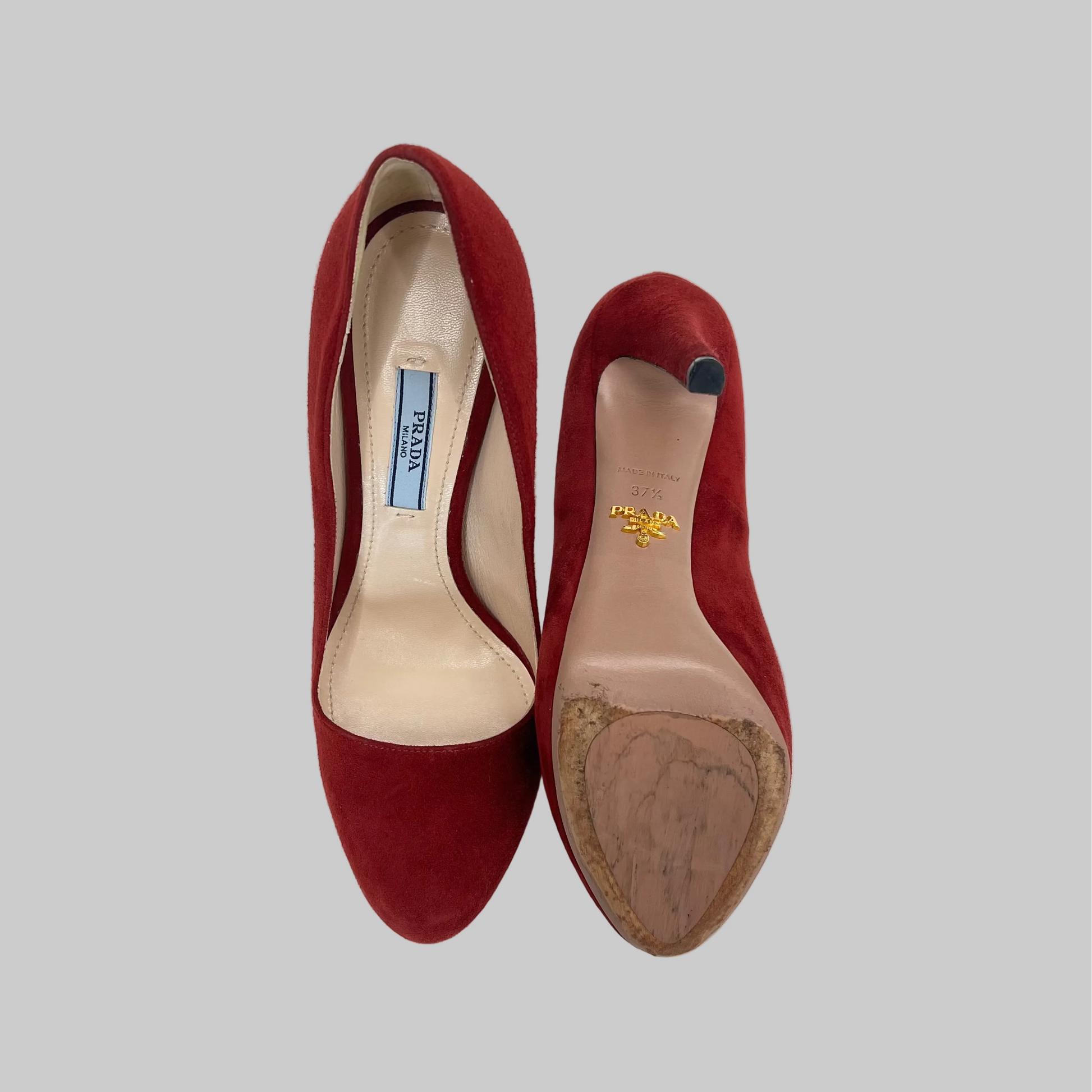 PRADA Scarpa décolleté scamosciata bordeaux con plateaux