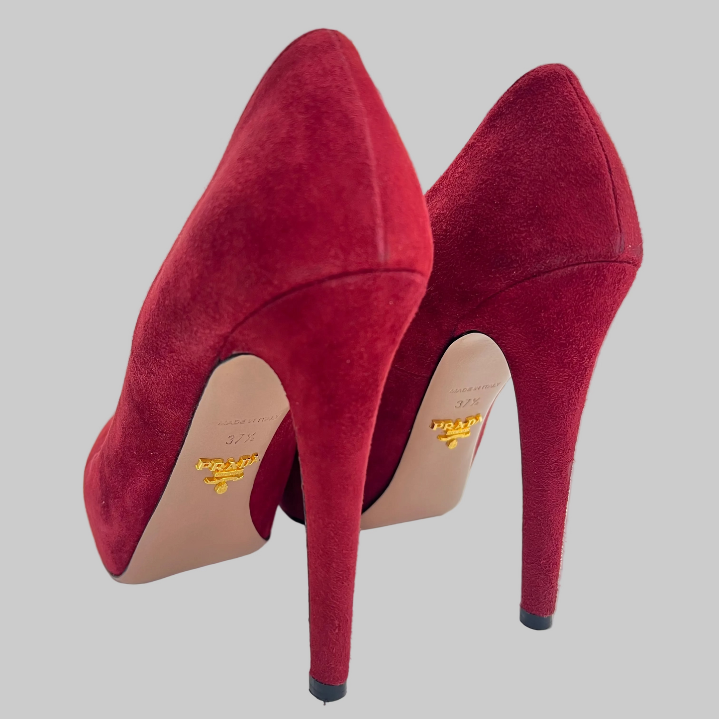 PRADA Scarpa décolleté scamosciata bordeaux con plateaux