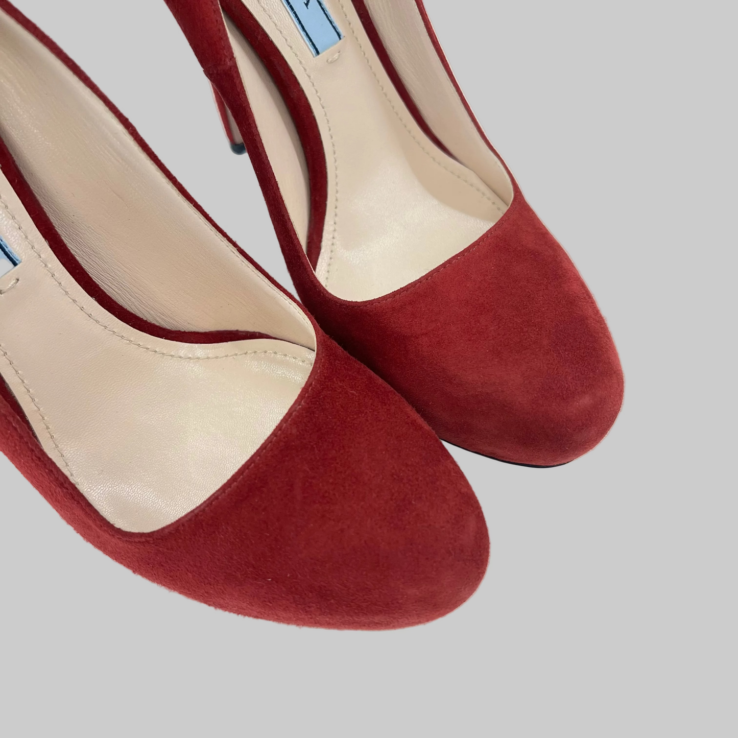 PRADA Scarpa décolleté scamosciata bordeaux con plateaux