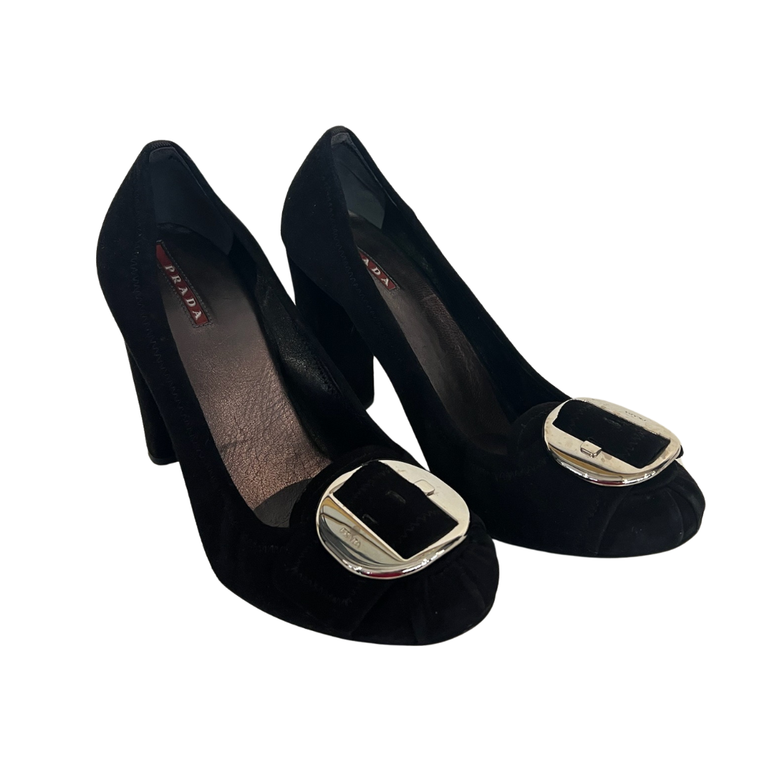 PRADA Scarpa nera scamosciata 