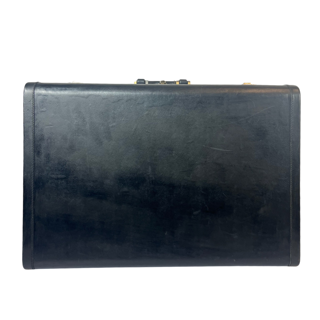 PRADA Valigia rigida in pelle saffiano nero