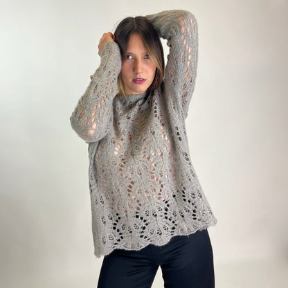 PRINCESS GOES HOLLYWOOD Maglione in cashmere traforato grigio 