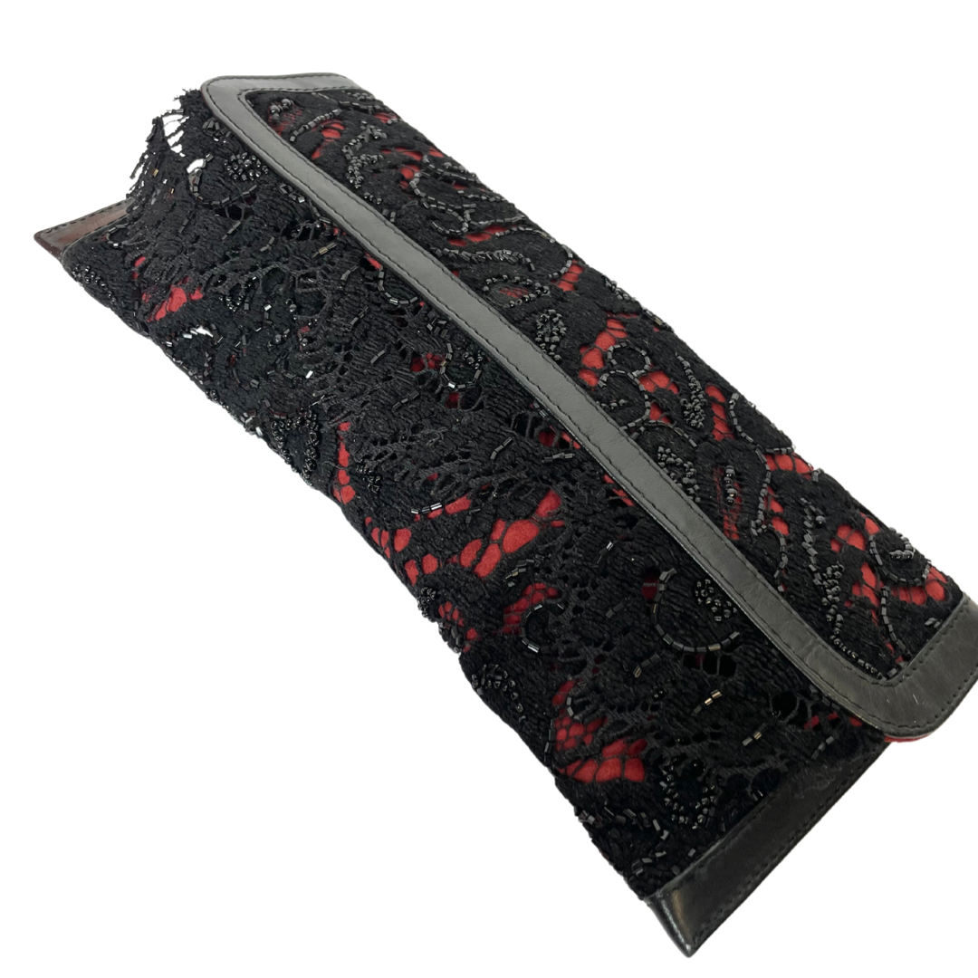 Pochette rettangolare nera e rossa