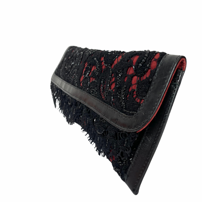 Pochette rettangolare nera e rossa