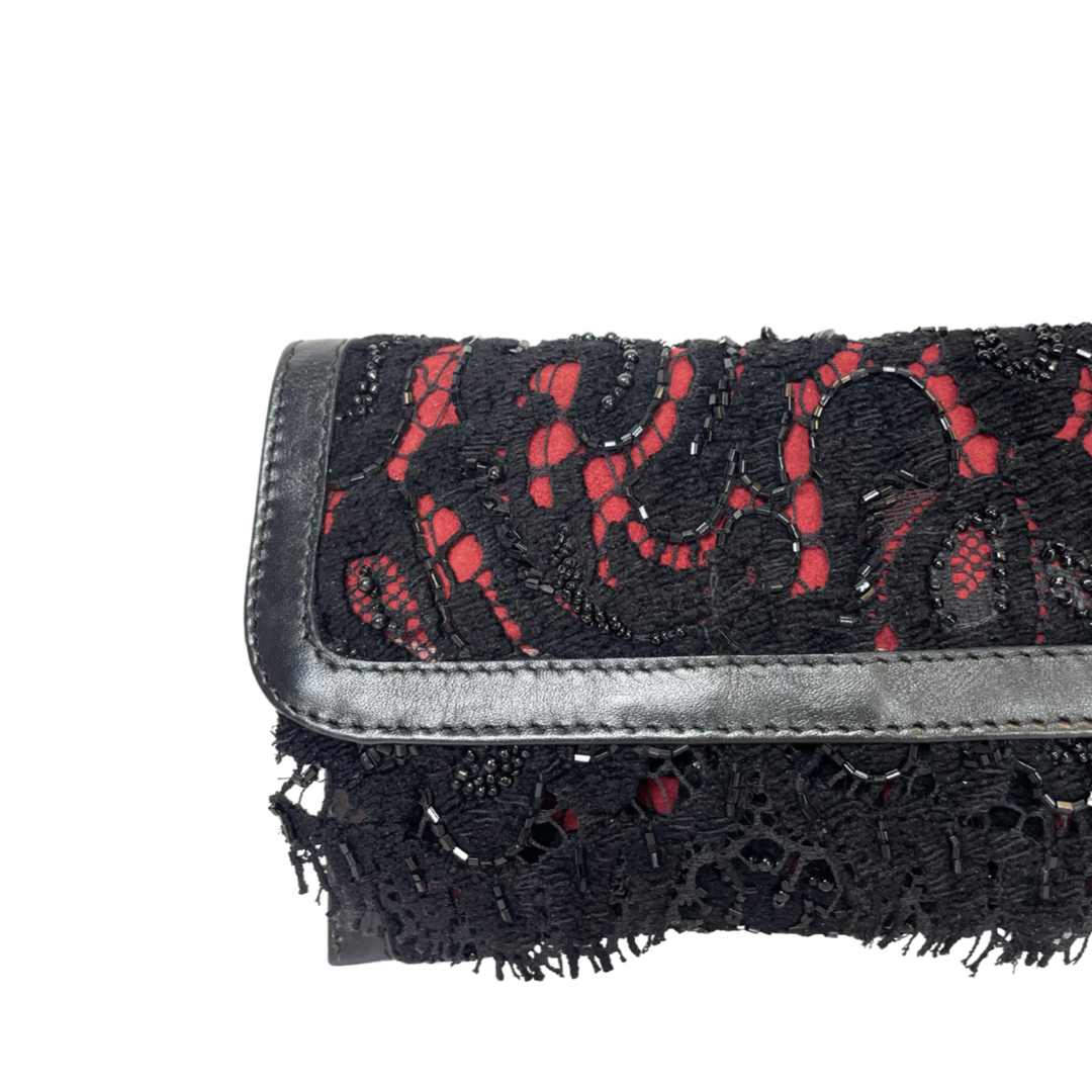Pochette rettangolare nera e rossa