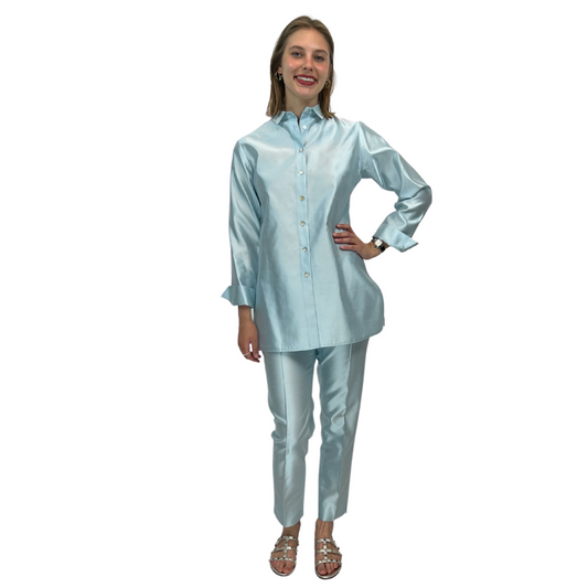 ANITA DI MILANO Completo shantung azzurro