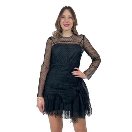 RED VALENTINO Abito in tulle nero a pois