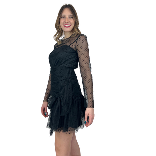 RED VALENTINO Abito in tulle nero a pois