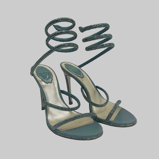 RENE CAOVILLA Sandali Cleo acqua con cristalli