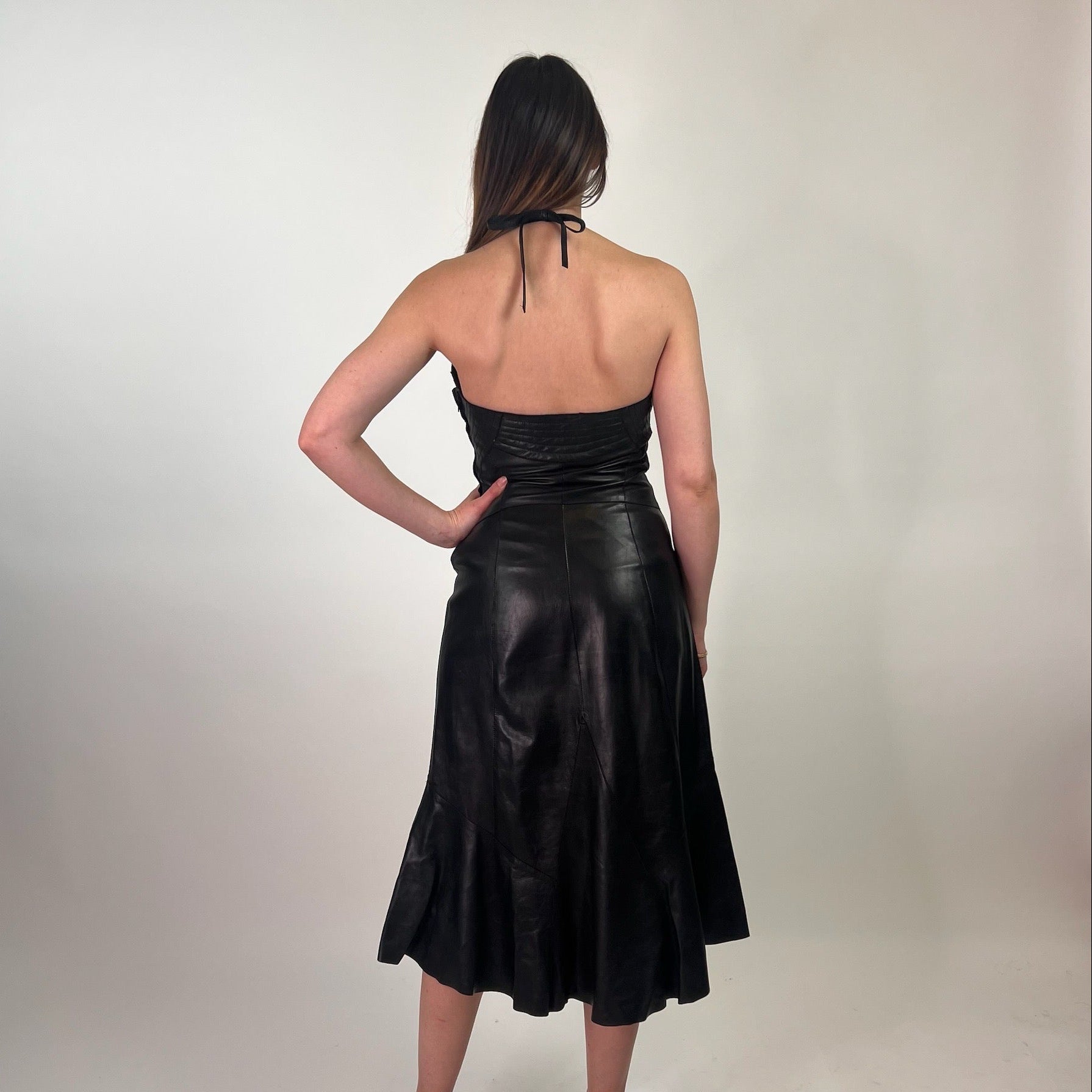 ROBERTO CAVALLI Abito in nappa di pelle nera