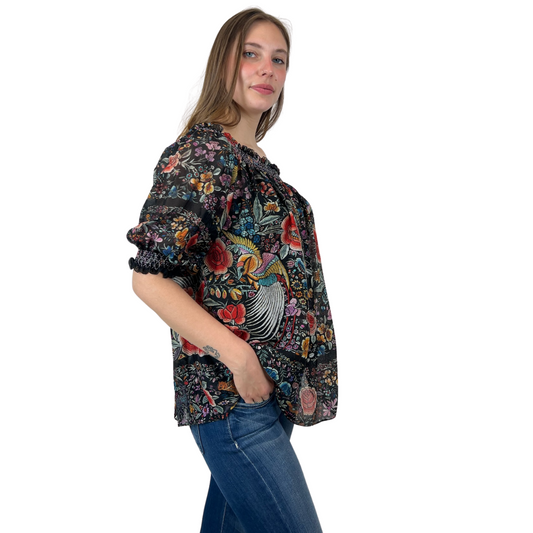 ROBERTO CAVALLI Casacca floreale fondo nero