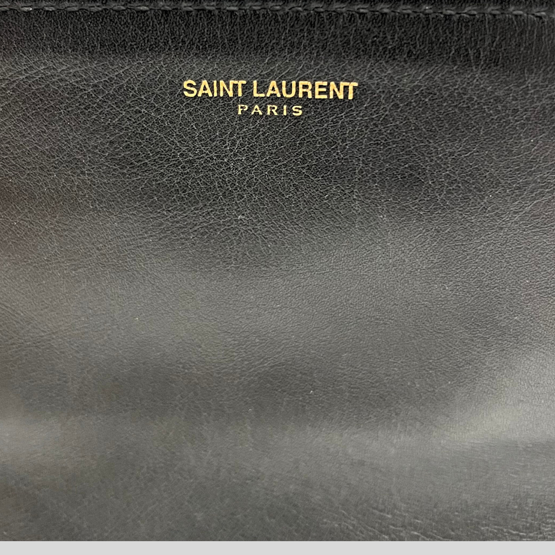 SAINT LAURENT Borsa shopping nera reversibile in pelle e camoscio