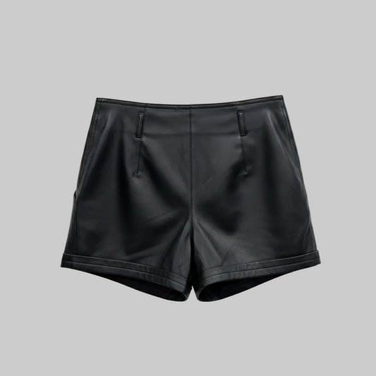 SAINT LAURENT Pantaloncino short in pelle nera