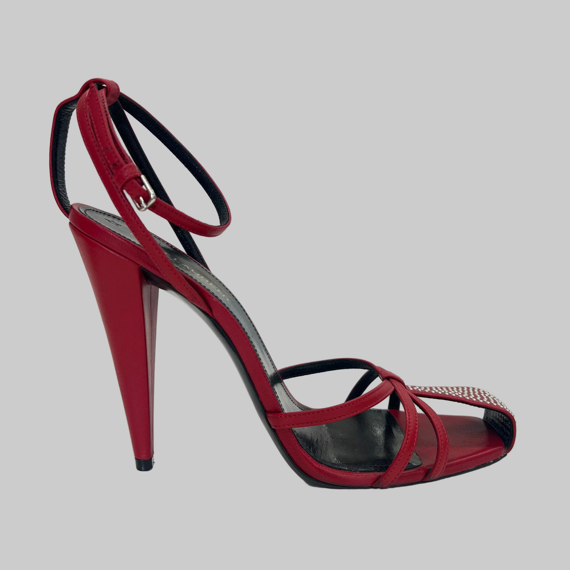 SAINT LAURENT Scarpa sandalo pelle rosso