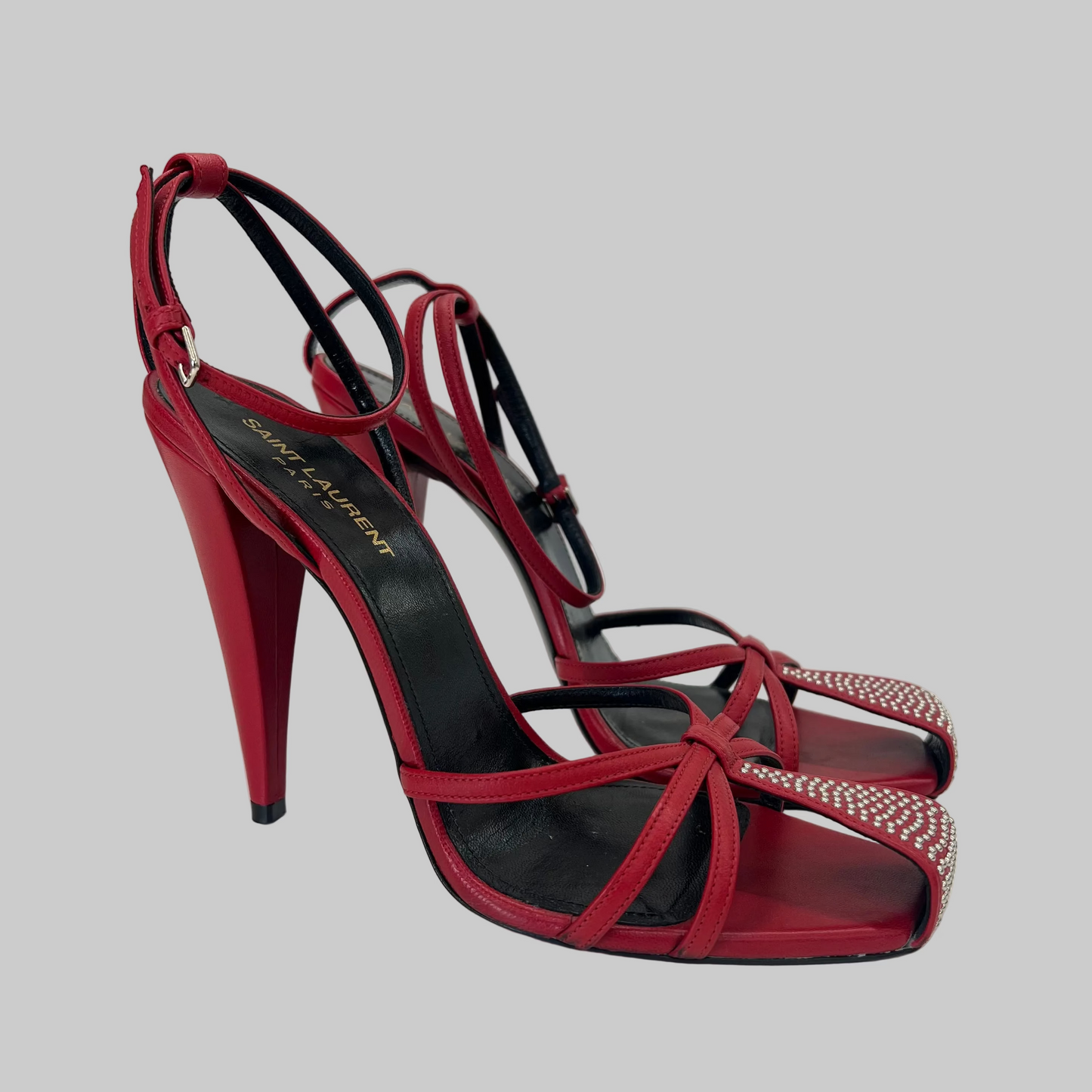 SAINT LAURENT Scarpa sandalo pelle rosso