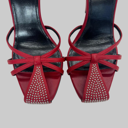SAINT LAURENT Scarpa sandalo pelle rosso
