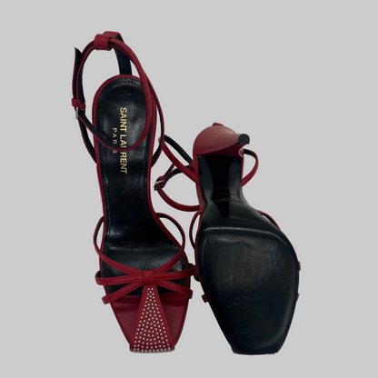 SAINT LAURENT Scarpa sandalo pelle rosso
