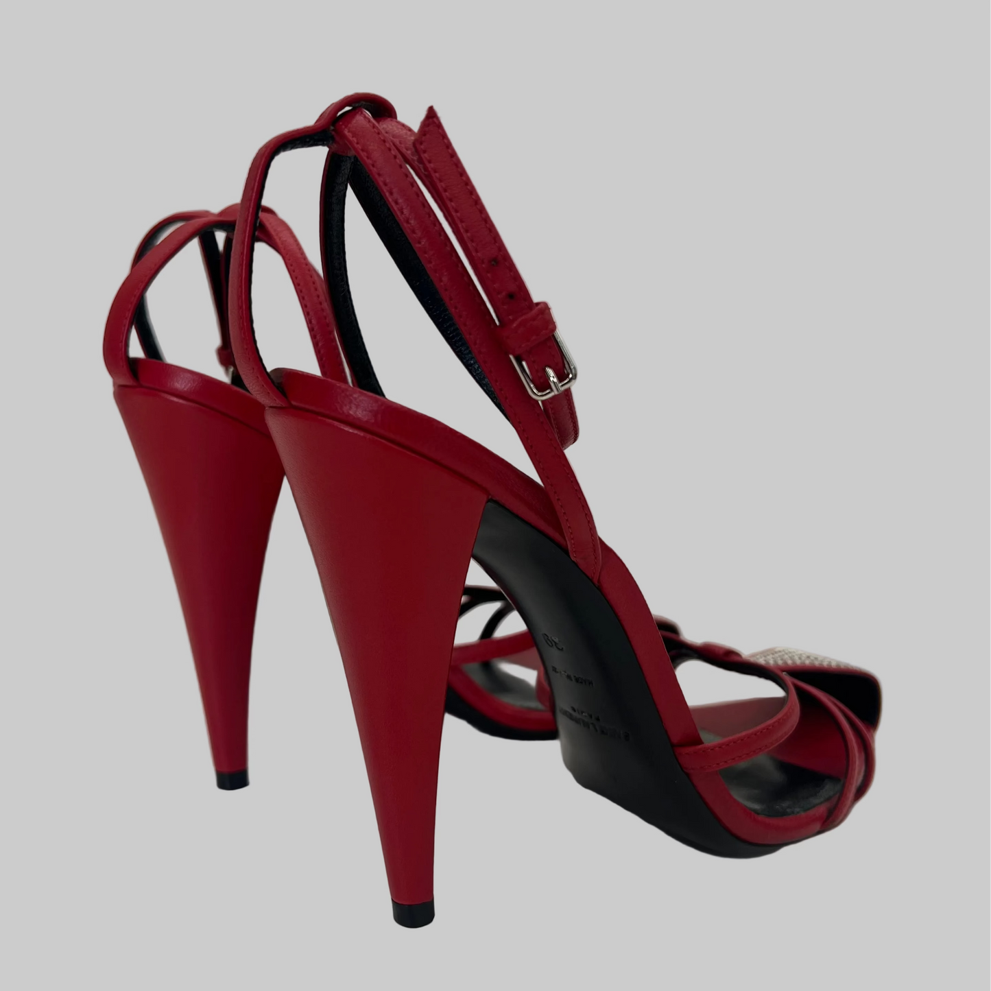 SAINT LAURENT Scarpa sandalo pelle rosso