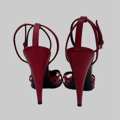 SAINT LAURENT Scarpa sandalo pelle rosso