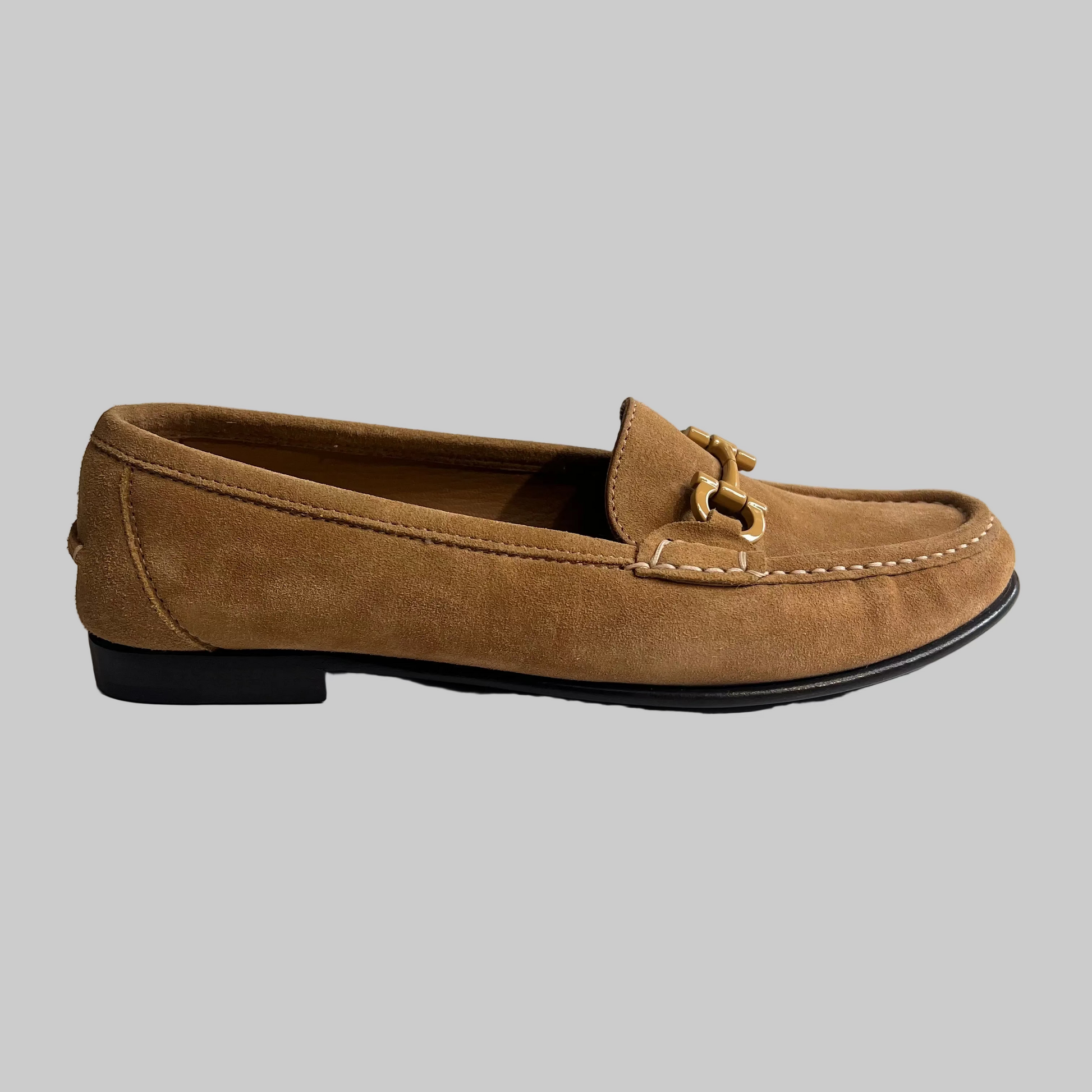 SALVATORE FERRAGAMO Scarpa mocassino in pelle suede cammello