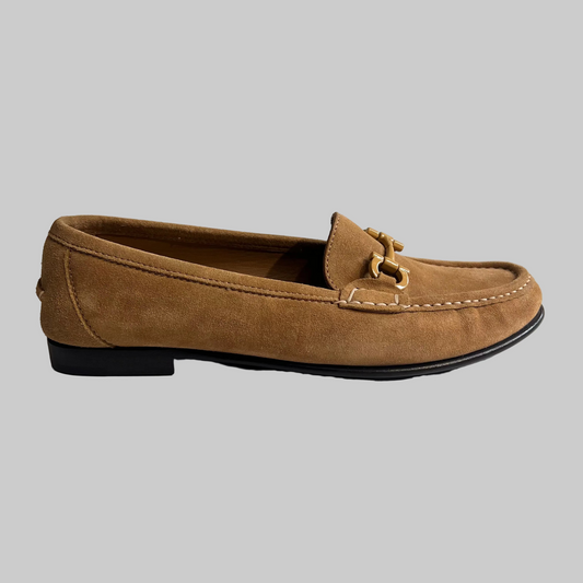 SALVATORE FERRAGAMO Scarpa mocassino in pelle suede cammello
