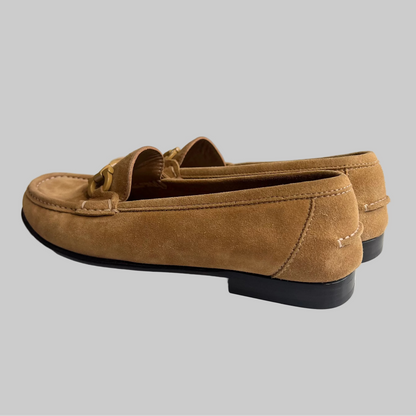 SALVATORE FERRAGAMO Scarpa mocassino in pelle suede cammello