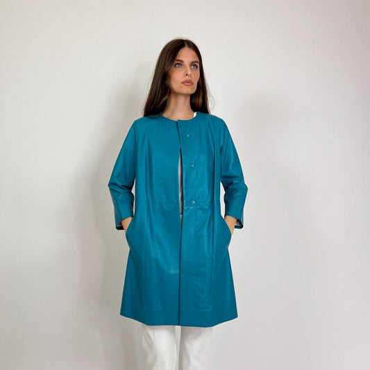 SAMUELE CIPRIANI Soprabito in nappa pelle turchese