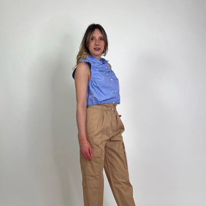 SANDRO Camicia cotone azzurro senza maniche