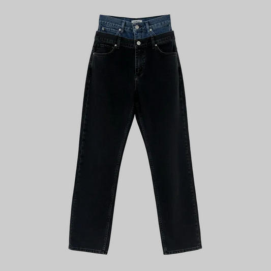 SANDRO Jeans nero con doppia vita blu