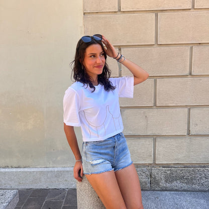 SANDRO  T-shirt bianca con strass