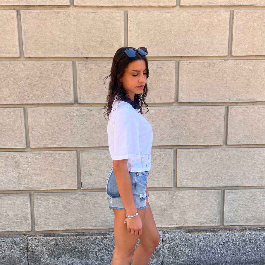 SANDRO  T-shirt bianca con strass