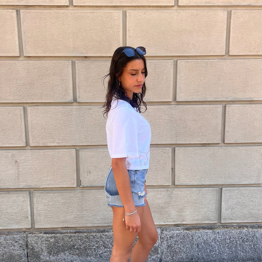 SANDRO  T-shirt bianca con strass